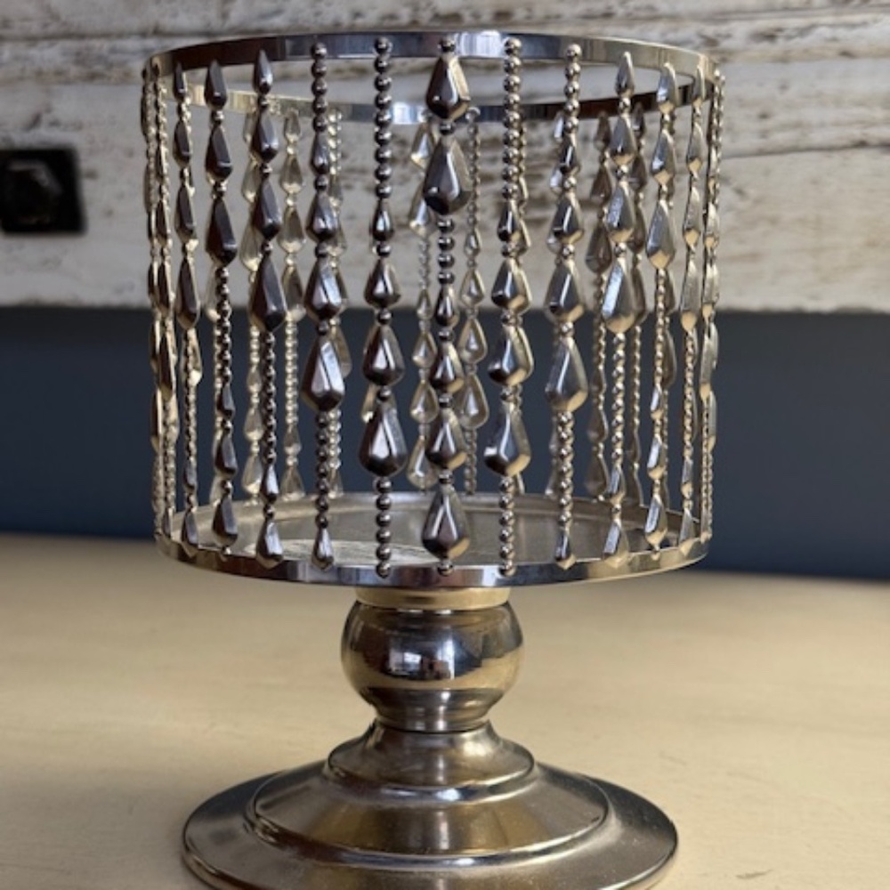 Bath & Body Works 3-Wick Pedestal Candle Holder‎ Beaded Teardrop